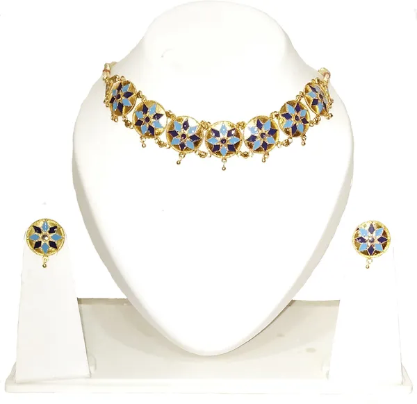 Assamese_Traditional_Gold_Plate_Multicolour_Golpata_Necklace_Set_For_Girls_&_Women